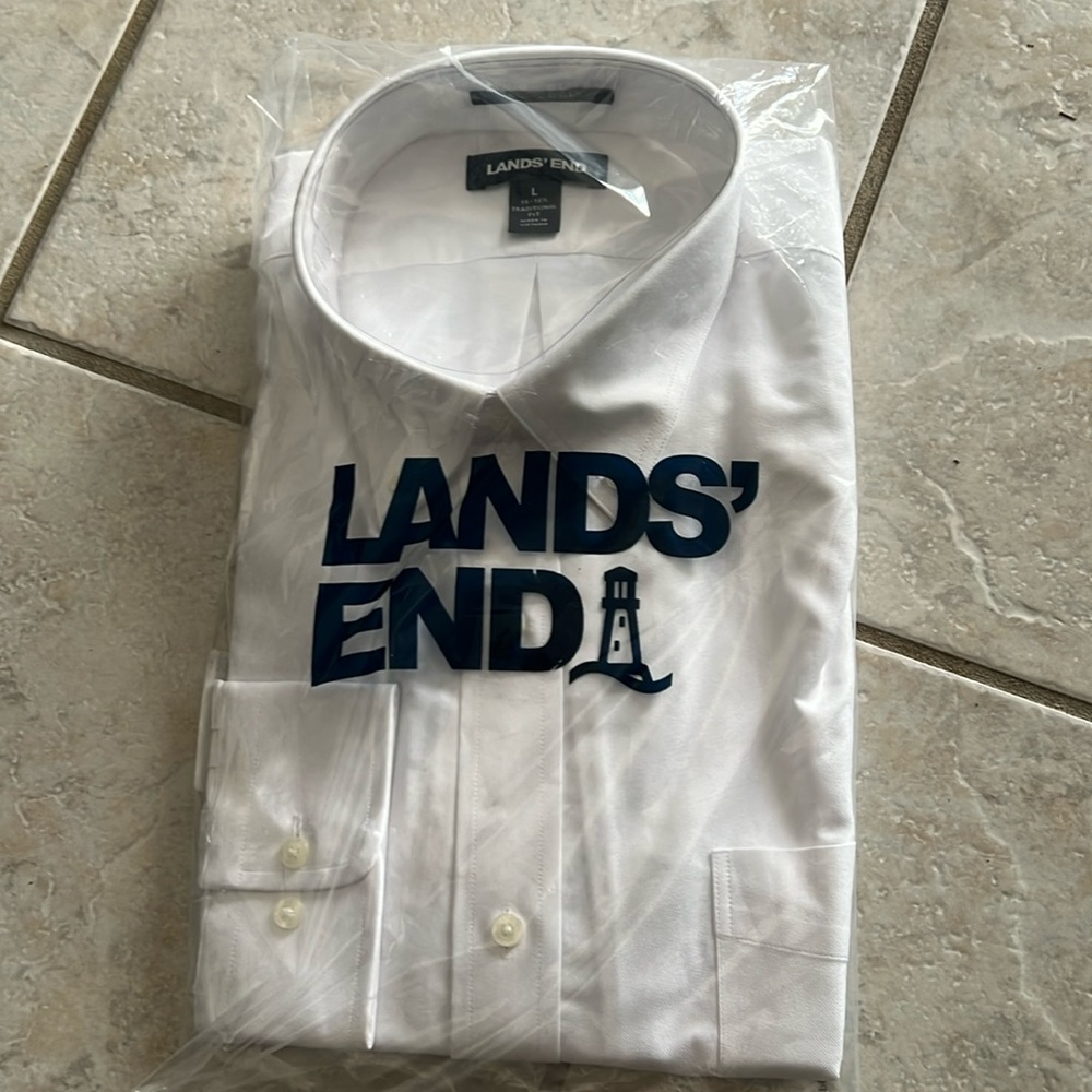Lands’ End Long Sleeve Dress Shirt - White